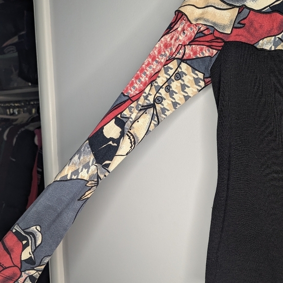 James Lakeland Made In Italy Long Sleeve Ruffled Neck Abstract Blouse Woman S - Picture 7 of 8